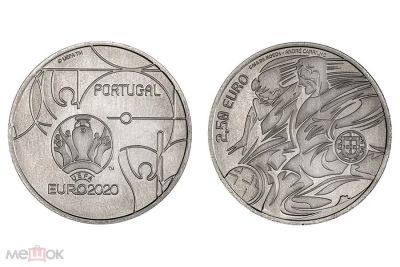 Лот: 17147296. Фото: 1. Португалия 2,5 евро 2020 г. Чемпионат... Европа