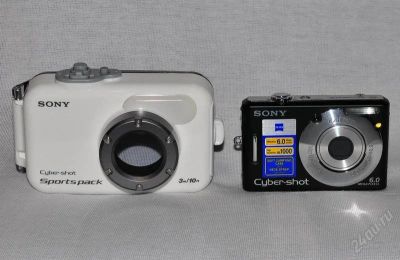 Лот: 1038578. Фото: 1. Sony W40 с подводным боксом. Цифровые компактные