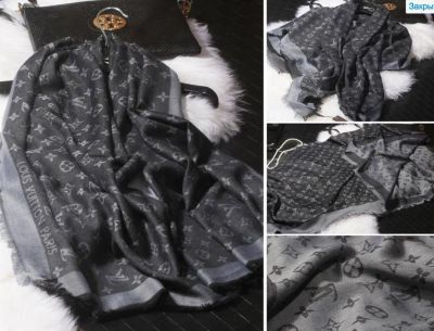 Лот: 4949320. Фото: 1. Шарф палантин Louis Vuitton темно-серый. Шарфы, платки