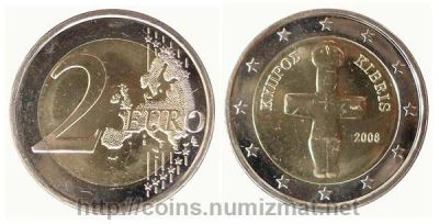 Лот: 4892348. Фото: 1. 2 евро 2008 года Кипр Помосский... Европа