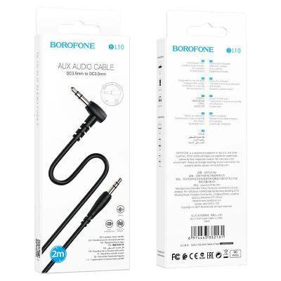 Лот: 22144745. Фото: 1. Кабель BOROFONE AUX BL10 2M Black. Шнуры, кабели, разъёмы
