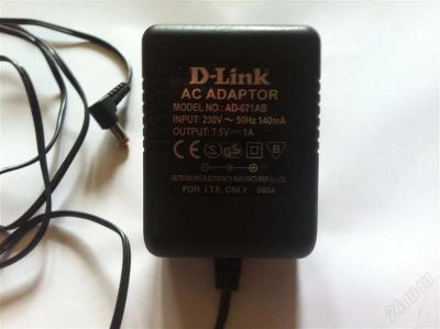 Лот: 2880973. Фото: 1. Блок питания 7.5V 1.0A (D-Link... Другое (сетевые устройства)