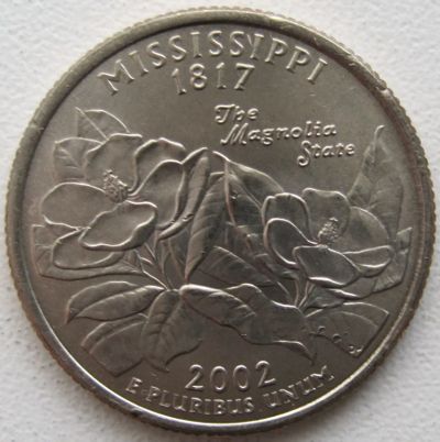Лот: 6730094. Фото: 1. США 25 центов 2002. Миссисипи... Америка