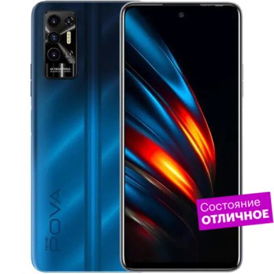 Лот: 22220444. Фото: 1. Смартфон TECNO Pova 2 128GB Синий... Смартфоны