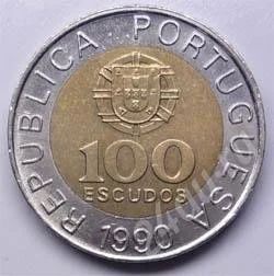 Лот: 200266. Фото: 1. Португалия. 100 эскудо 1990г... Европа