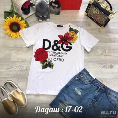 Лот: 9526424. Фото: 1. Футболка D&G вышивка 44р белый. Футболки, топы и майки