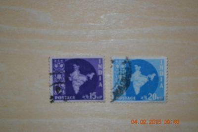 Лот: 5051806. Фото: 1. Марки Индии 1957г. Стандарт Карта. Марки
