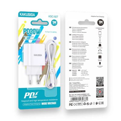 Лот: 22143879. Фото: 1. СЗУ KAKUSIGA KSC-927 USB-C+LIGHTNING... Зарядные устройства, блоки питания, адаптеры сетевые для смартфонов
