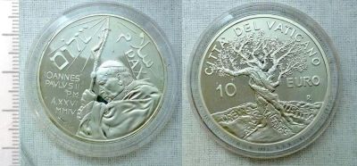 Лот: 8272864. Фото: 1. Ватикан. 10 евро 2004 (серебро... Европа