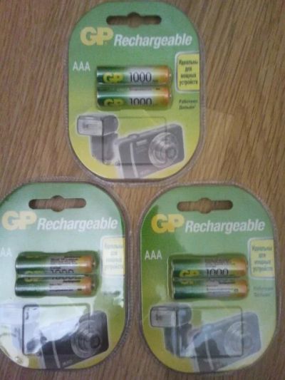 Лот: 5008087. Фото: 1. Аккумуляторы ААA GP1000 мизинчиковые... Батарейки, аккумуляторы, элементы питания