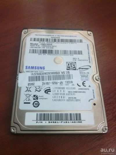 Лот: 10646070. Фото: 1. Жёсткий диск Samsung 250gb для... Жёсткие диски (HDD)