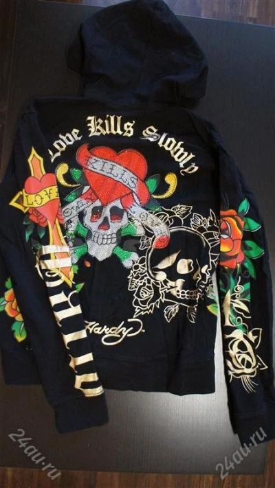 Лот: 2748259. Фото: 1. мега кофта ed hardy на молнии. Свитеры, толстовки, худи