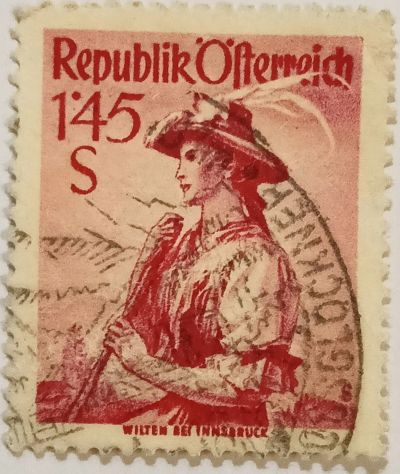 Лот: 25348571. Фото: 1. Марки_Австрии, 1,45 öS -Австрийский... Марки