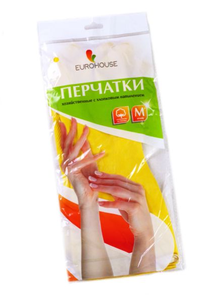 Лот: 16181905. Фото: 1. Перчатки ЕвроХаус хоз.с хлопковым... Инвентарь для уборки
