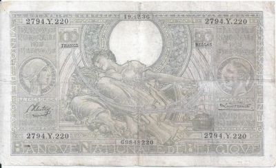 Лот: 18457014. Фото: 1. 100 франков 1936 год. Бельгия... Европа