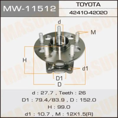 Лот: 18590653. Фото: 1. Ступичный узел masuma rear rav4... Ходовая, подвеска, рулевое управление