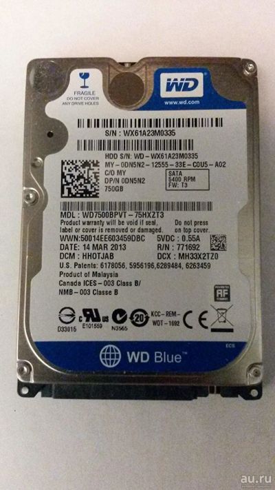 Лот: 4110119. Фото: 1. Жесткий диск для ноутбука 750GB... Жёсткие диски (HDD)