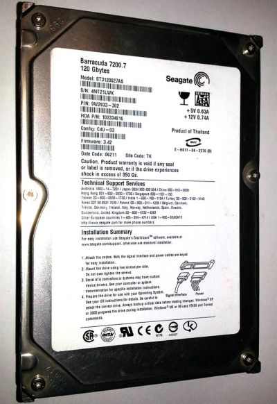 Лот: 3003146. Фото: 1. Жёсткий диск 3.5'' SATA 120Gb... Жёсткие диски (HDD)