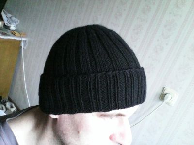 Лот: 8995390. Фото: 1. Шапка вязанная черная. Готовые изделия