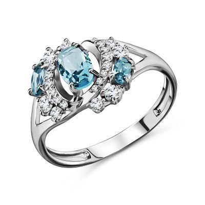 Лот: 23799364. Фото: 1. Серебряное кольцо с ювелирными... Кольца, перстни