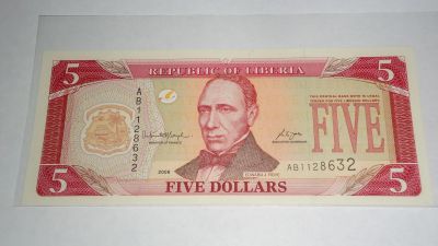 Лот: 20857937. Фото: 1. Либерия , 5 долларов , 2006 г... Африка
