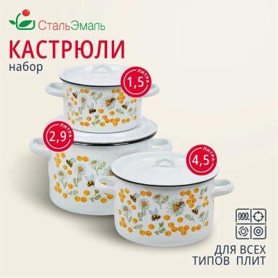 Лот: 24110845. Фото: 1. Набор посуды эмалированная сталь... Сервизы, наборы посуды