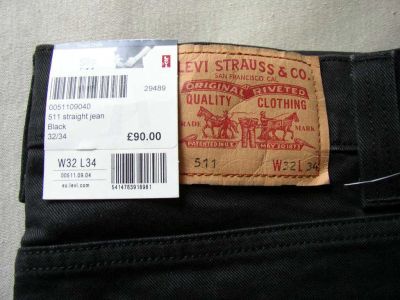 Лот: 5936742. Фото: 1. Джинсы slim черн Levis 511 р.32... Брюки, джинсы, шорты