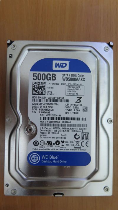 Лот: 21334525. Фото: 1. Жесткий диск WD Blue 500Gb (WD5000AAKX... Жёсткие диски