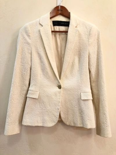 Лот: 18575899. Фото: 1. Белый фактурный пиджак ZARA. Пиджаки, жакеты, жилеты