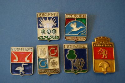 Лот: 4874650. Фото: 1. Значки " Гербы " 6 шт ( №2314... Сувенирные