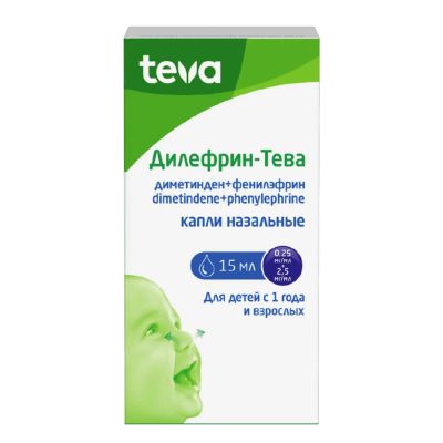 Лот: 25737060. Фото: 1. Дилефрин-Тева капли наз. 0,25мг... Лекарства