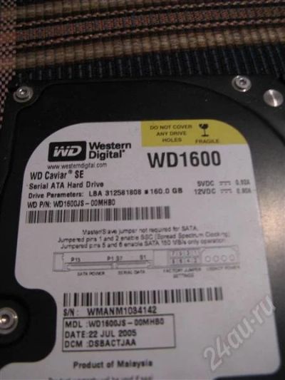 Лот: 594439. Фото: 1. HDD 160Gb SATA WD. Жёсткие диски (HDD)