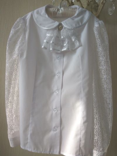 Лот: 11828993. Фото: 1. Школьная белая блузка/рубашка... Рубашки, блузки, водолазки