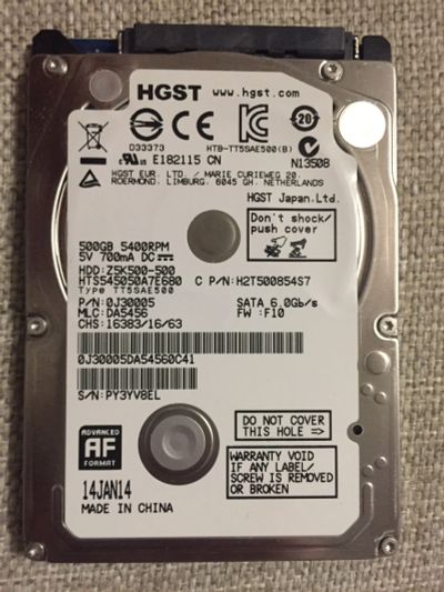 Лот: 11745753. Фото: 1. Жесткий диск HGST HTB-TT5SAE500. Жёсткие диски (HDD)
