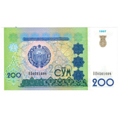 Лот: 24791368. Фото: 1. 200 сум 1997 г. Россия, СССР, страны СНГ