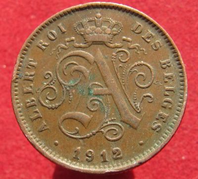 Лот: 16485490. Фото: 1. Бельгия 2 сантима, 1912г. Король... Европа