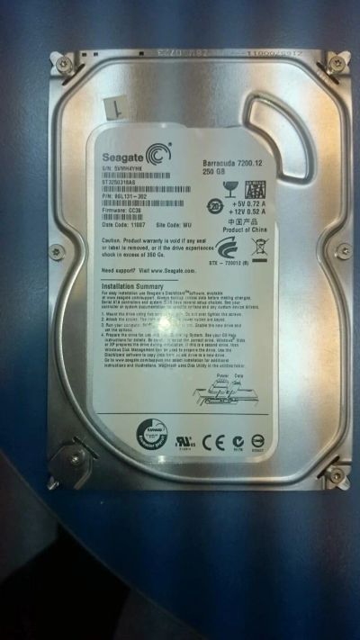 Лот: 10697885. Фото: 1. Винчестер Seagate 250GB неисправен. Жёсткие диски (HDD)