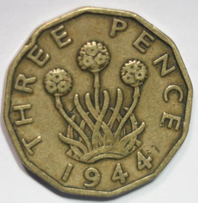 Лот: 2560715. Фото: 1. 3 пенса 1944 год. Великобритания. Великобритания и острова
