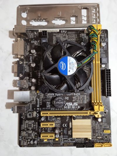 Лот: 24998443. Фото: 1. Asus H81m-k+G3240box. Материнские платы