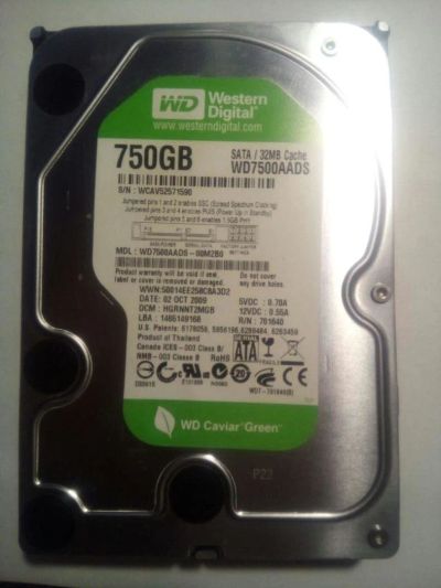 Лот: 9880731. Фото: 1. WD 750Gb Green. Жёсткие диски (HDD)