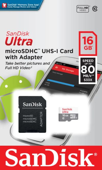 Лот: 10497989. Фото: 1. Карта памяти microSD HC 16 GB... Карты памяти