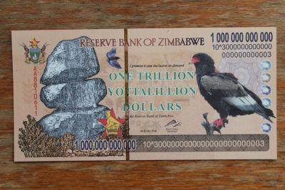 Лот: 21778653. Фото: 1. Зимбабве 1 триллион йоталиллионов... Частные выпуски, копии банкнот