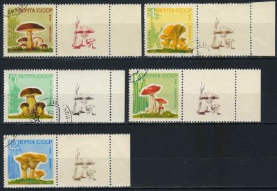Лот: 19821707. Фото: 1. 1964. Грибы. Бумага с лаковым... Марки