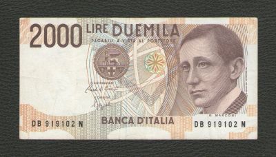 Лот: 16294237. Фото: 1. 2000 лир 1990 года. Италия. Состояние... Европа