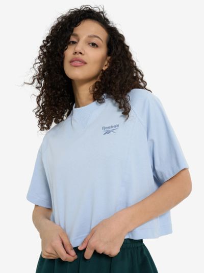 Лот: 24907297. Фото: 1. Футболка женская Reebok, Голубой. Другое (спортивная одежда)