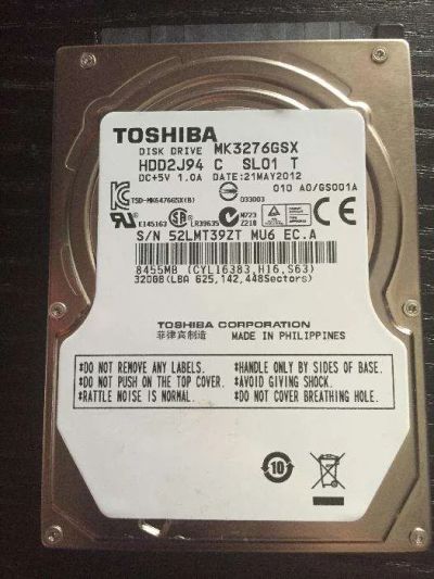 Лот: 7301641. Фото: 1. toshiba mk3276gsx 320gb. Жёсткие диски (HDD)