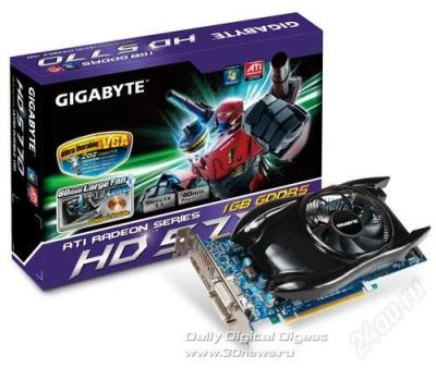 Лот: 1788790. Фото: 1. Gigabyte Radeon HD5770 1Gb PCI-E... Видеокарты