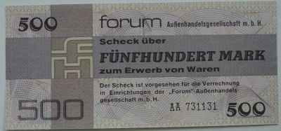 Лот: 9596729. Фото: 1. ГДР 500 марок 1979 валютный чек... Европа