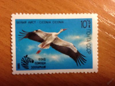 Лот: 5692692. Фото: 1. 1991 Птицы Белый аист № 6225. Марки