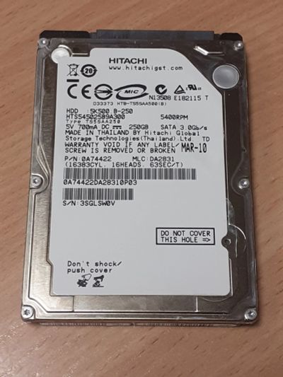 Лот: 18418541. Фото: 1. HDD для ноутбука 250gb Hitachi... Жёсткие диски